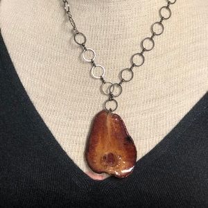 Glitter Lime Pear Necklace